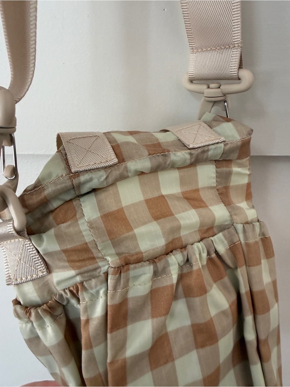 Calpak Gingham water bottle Crossbody Bag in Cream & Brown Plaid - Picture 3 of 3